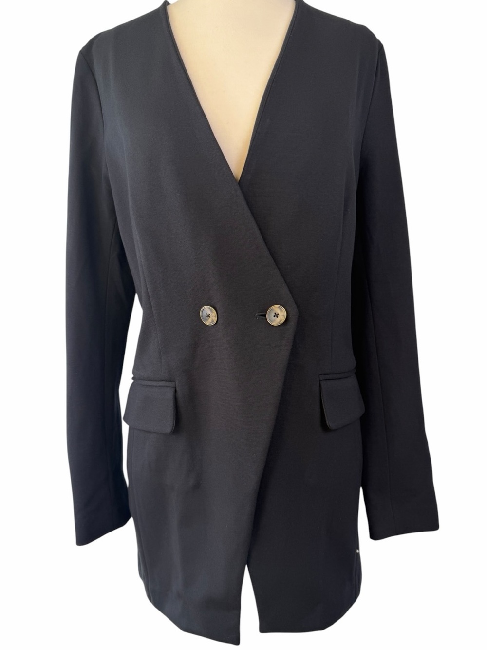 PEARL by Lela Rose Ponte Blazer Black Double-Breasted Women's Jacket 8 - Picture 3 of 11